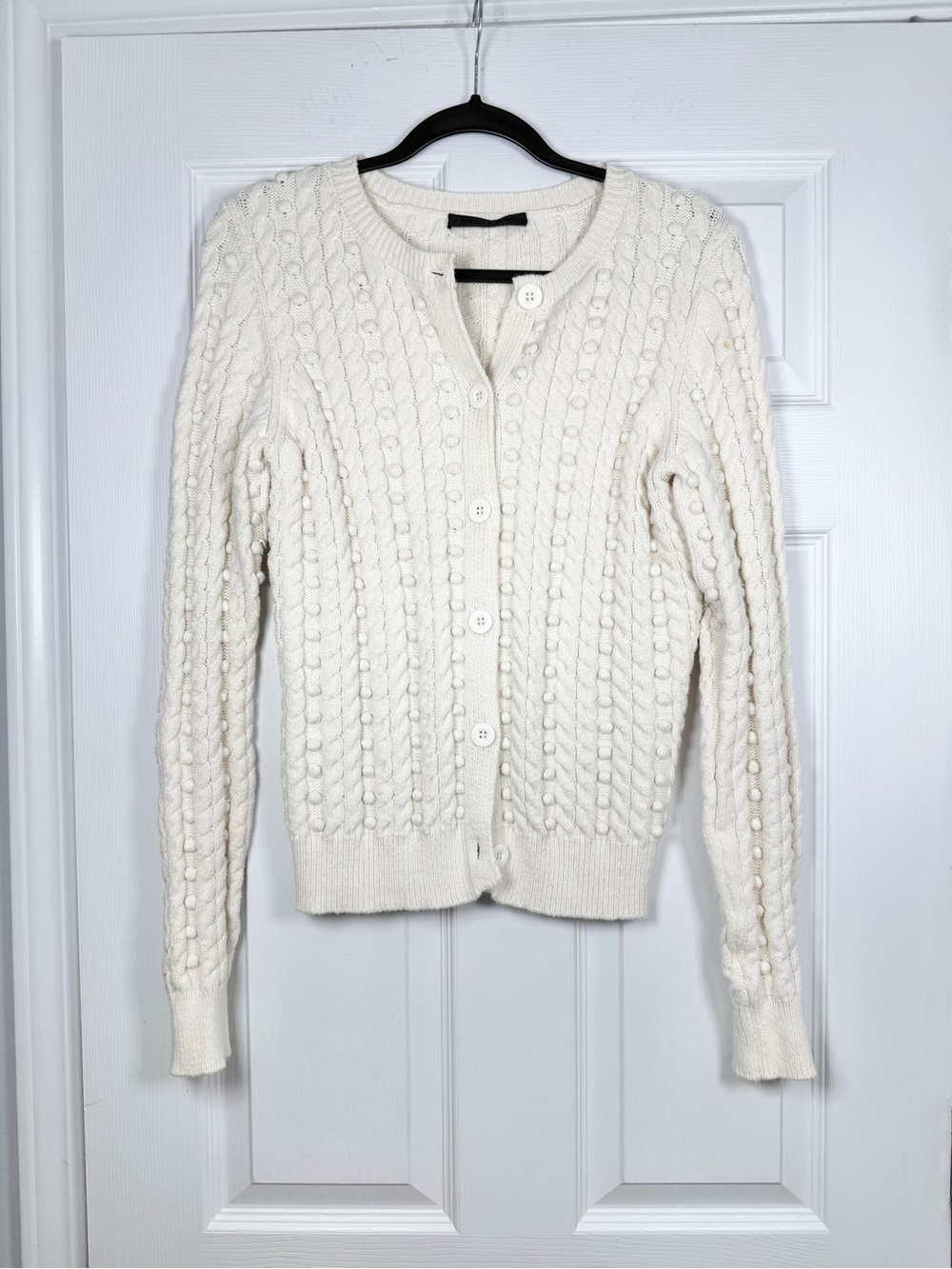 Jenni Kayne Size S • Ivory Cotton Cable Knit Cardigan Sweater Jumper.